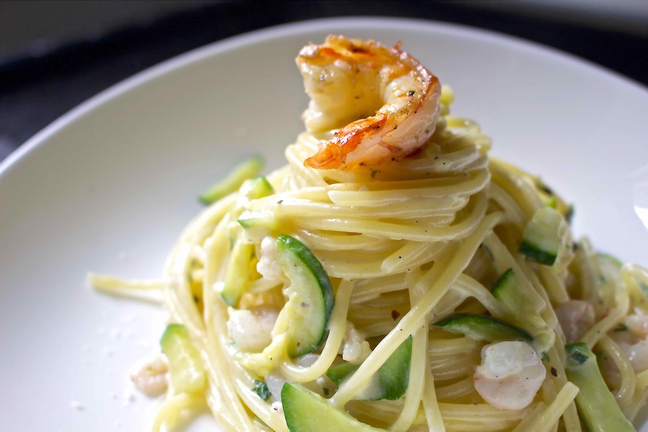 Pasta With Shrimps And Zucchini